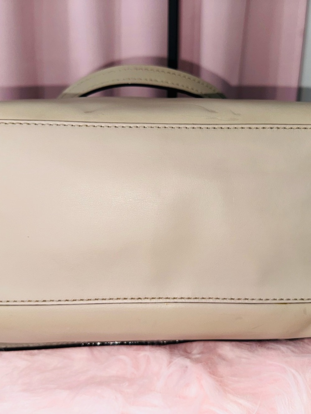 ♠️Kate Spade Leather Shoulder Bag Neutral Beige Front Pocket - Picture 12 of 13
